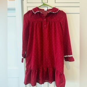 Gymboree Burgundy Polka Dot Nightgown with Ruffle Trim